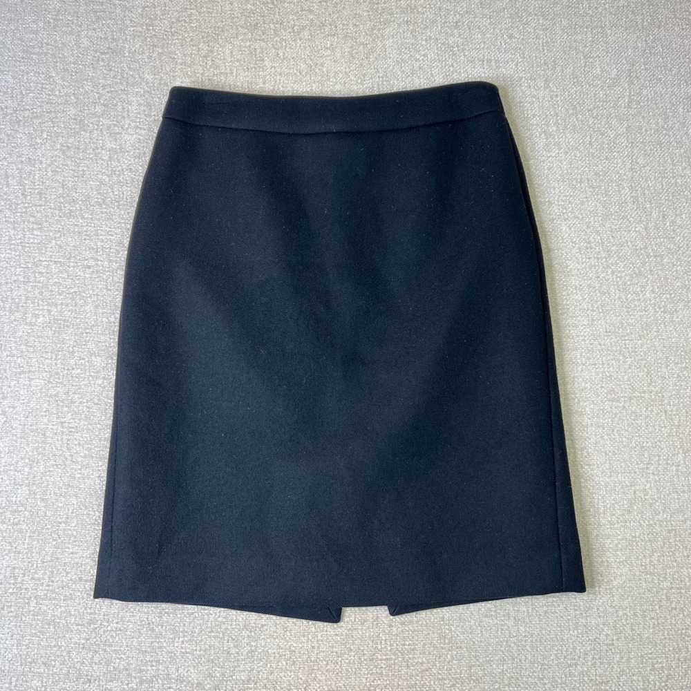 J.Crew 100% Wool Womens Black Pencil Skirt Petite Career Office Lined 4 Petite